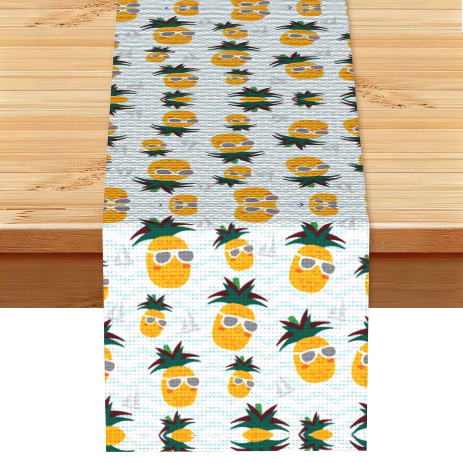 Cute pineapple Linen Feel Table Runner Wedding Party Home Decoration