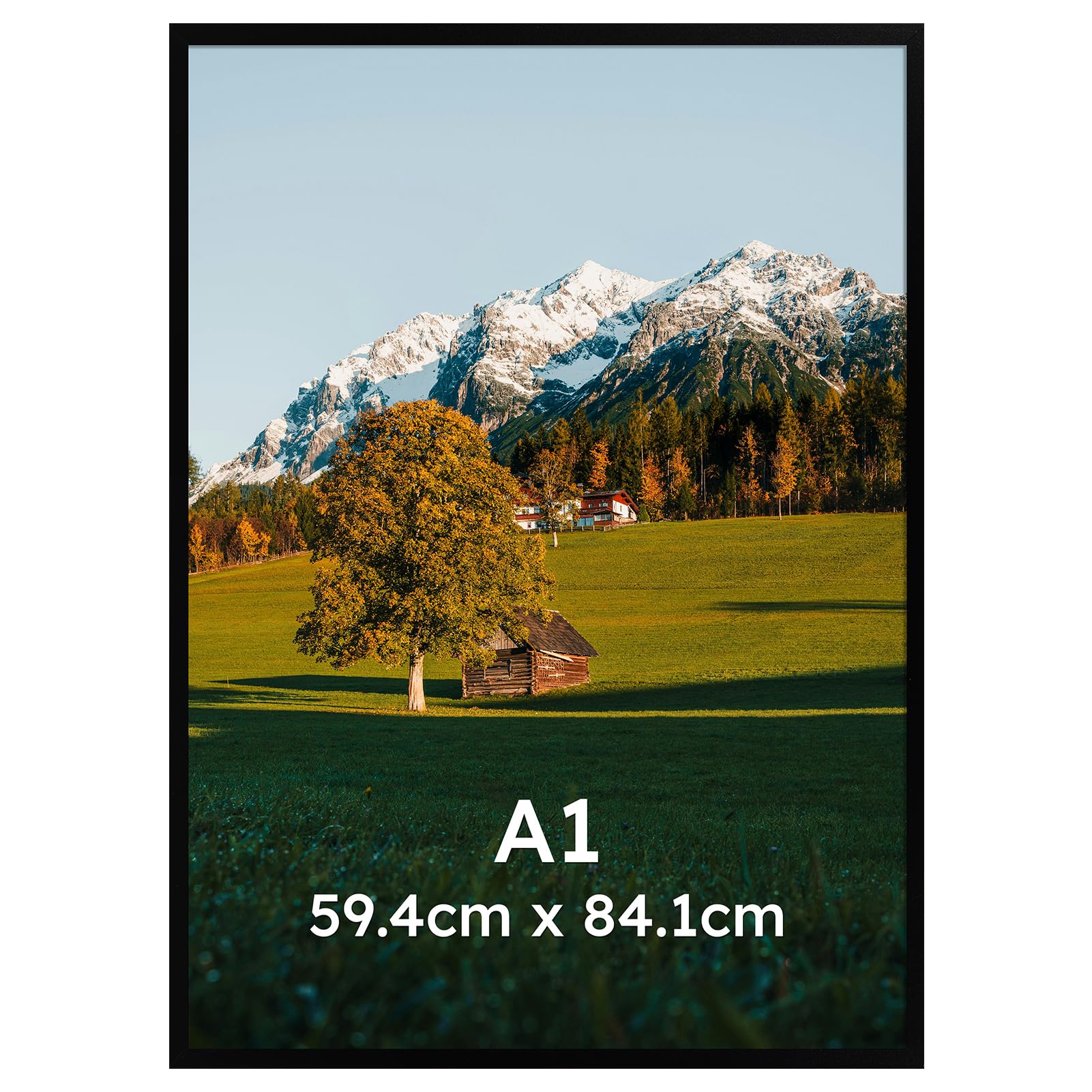 Vasemouh A1 Picture Frame Black, Single Aluminium A1 Poster Frame Horizontal or Vertical Wall Mounting for Home, Office, Gallery