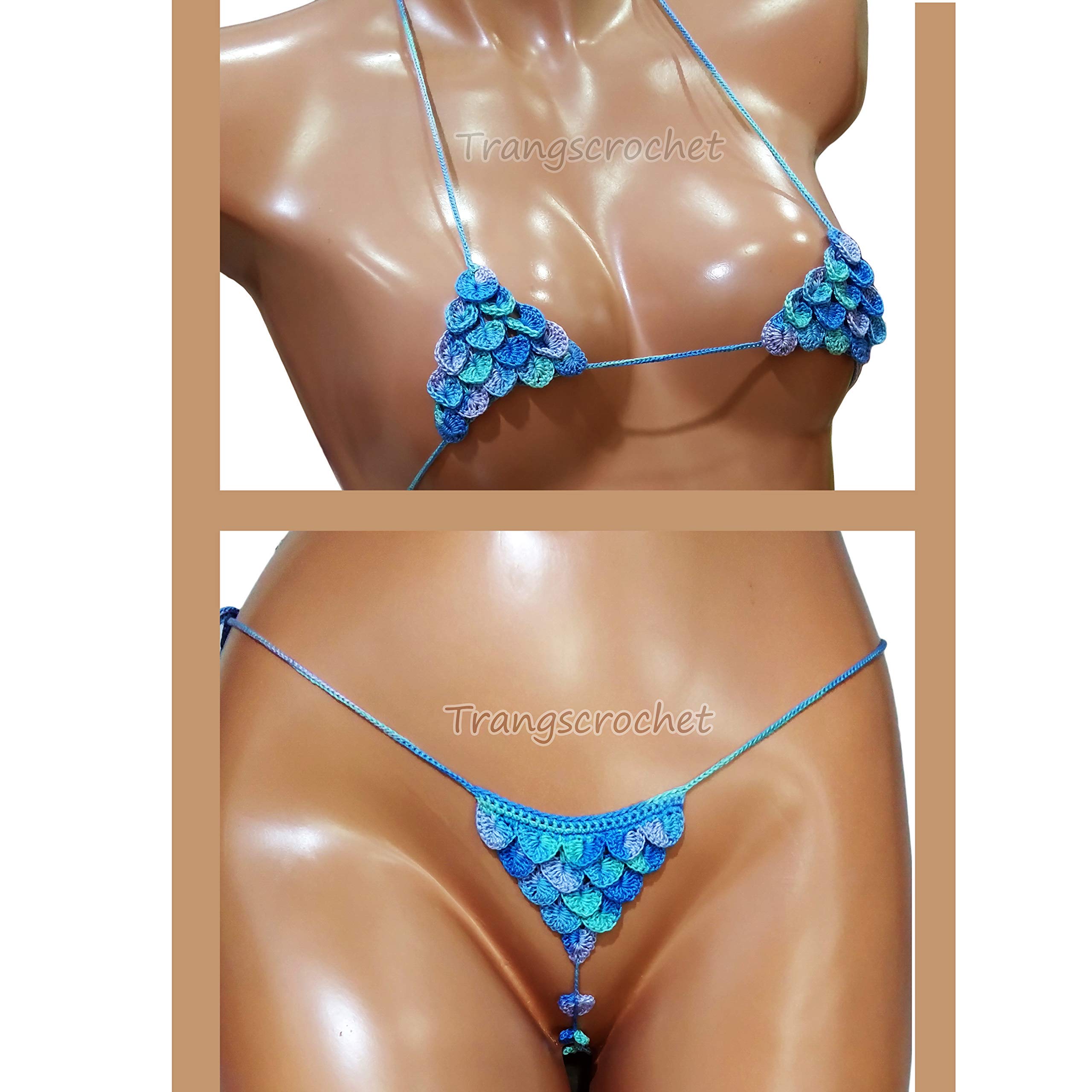Buy Ocean color crochet extreme micro gstring bikini Mermaid bikini