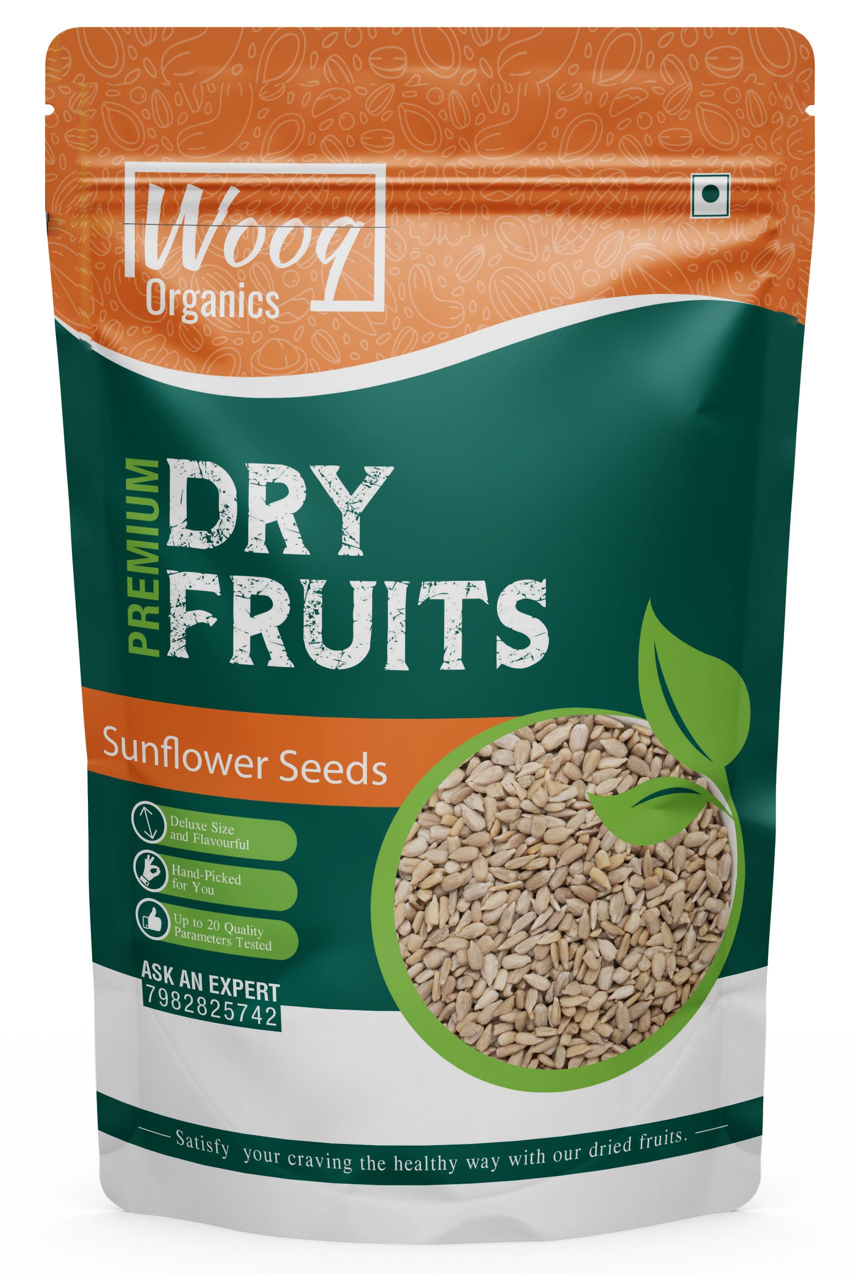 Wooq Organics Premium Sunflower Seeds, (250g)