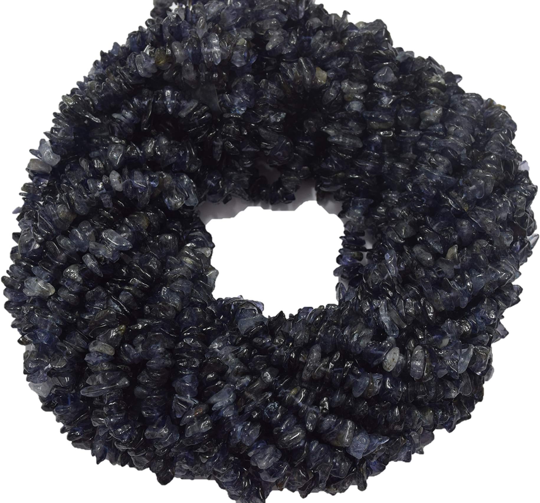 ShreeCrystalsBeads Iolite Beads Natural Stone Gemstone Chips Loose Beads for Jewelry Making, Iolite Chips, 2 Strands Each of 34" Length