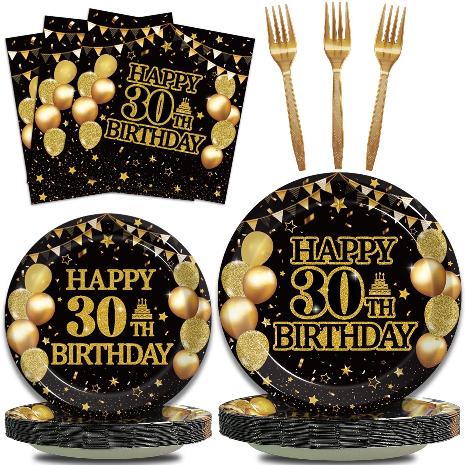 Kepeel 96Pcs 30th Birthday Party Tableware Set, Back in 1996 Birthday Party Decorations Supplies for Men Women Kepeel Cheers to 30 Years Disposable