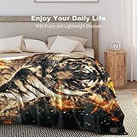 Vista 6 de Tiger with Fire Flannel Fleece Throw Blanket Soft Warm Lightweight Fuzzy Plush Blankets for Bed Couch Sofa 60"x80