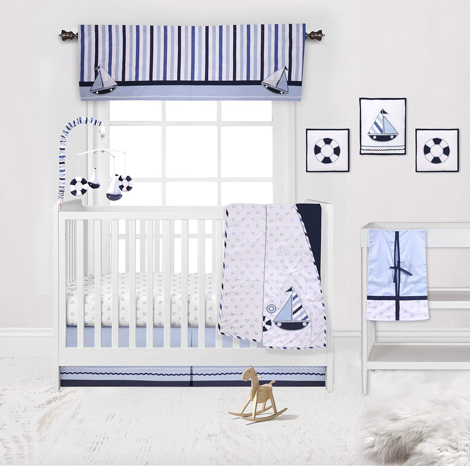 Bacati Little Sailor 10Piece Nursery in a Bag Crib Bedding Set 100 Percent