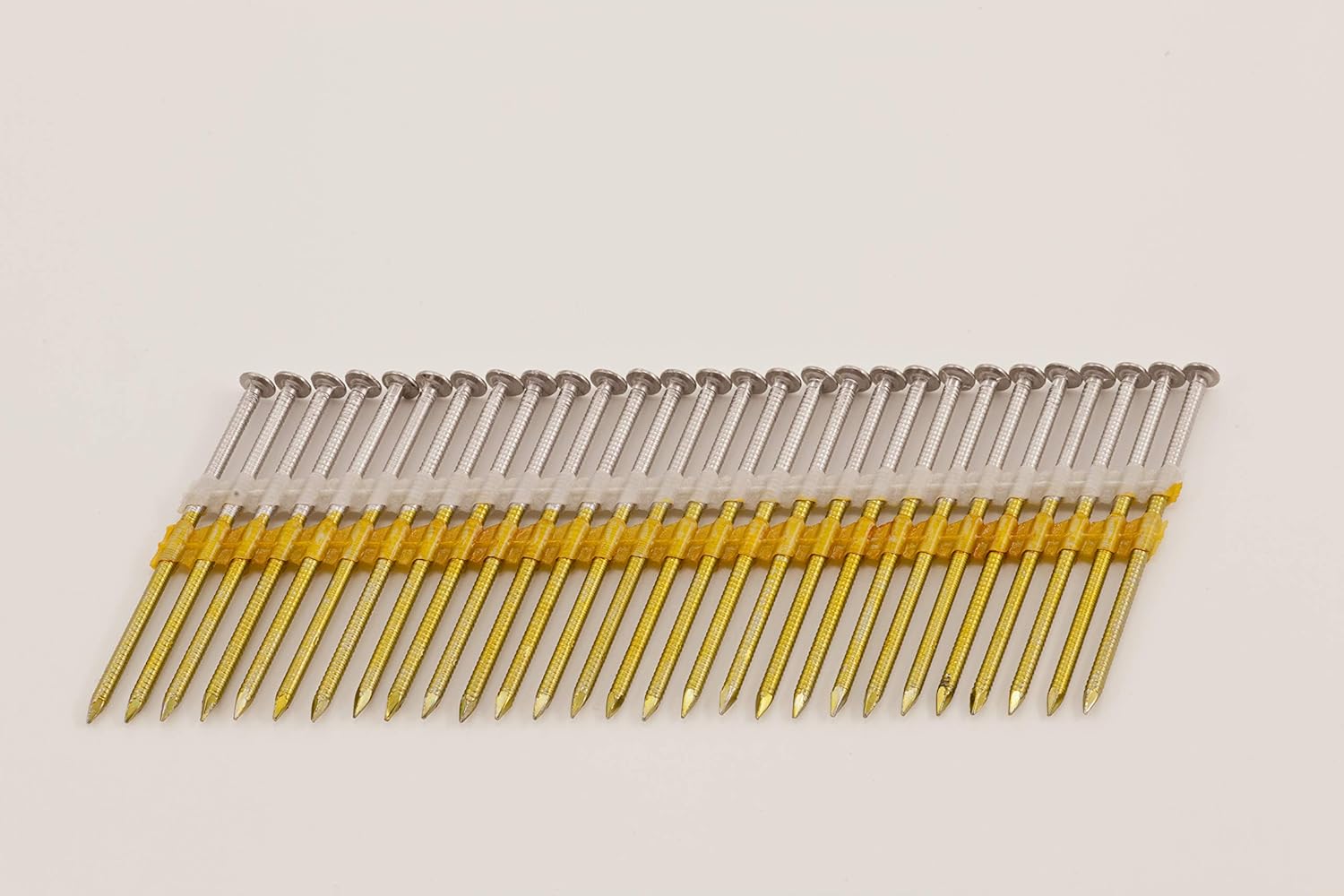 3" Inch by 0.131-1000 Pcs. per Carton- Type 304 Stainless Steel 21 Degree (Fits 20-22 Degree Nailers) Plastic Strip - Ring Shank - Full Head Nails