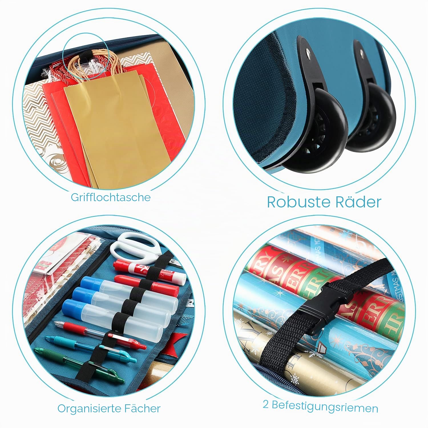 Hearth & Harbor Geschenkpapier-Aufbewahrungsbehälter – Weihnachts-Geschenkpapierrollen zur Aufbewahrung unter dem Bett, Aufbewahrungsbox für Urlaub und Zubehör – Geschenkpapier, Aufbewahrungsbox