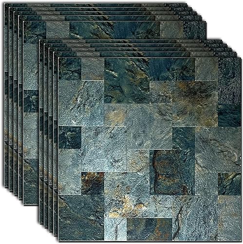 YMMXGE Azulejo de metal autoadhesivo de alta calidad para pared de cocina (10 unidades, estampado de tela amarillo)