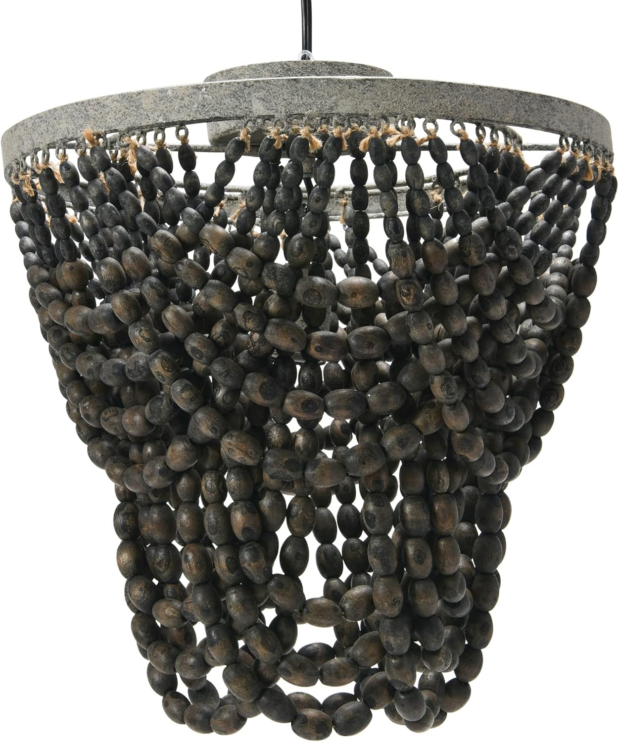 Creative Co-Op 2-Tier Draped Wood Bead Semi-Flush Mount Ceiling Light