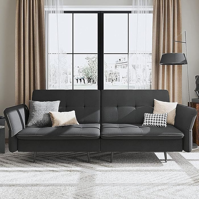 Buy Belffin Velvet 2 Seater Sofa Bed with Memory Foam Futon Sofa Bed