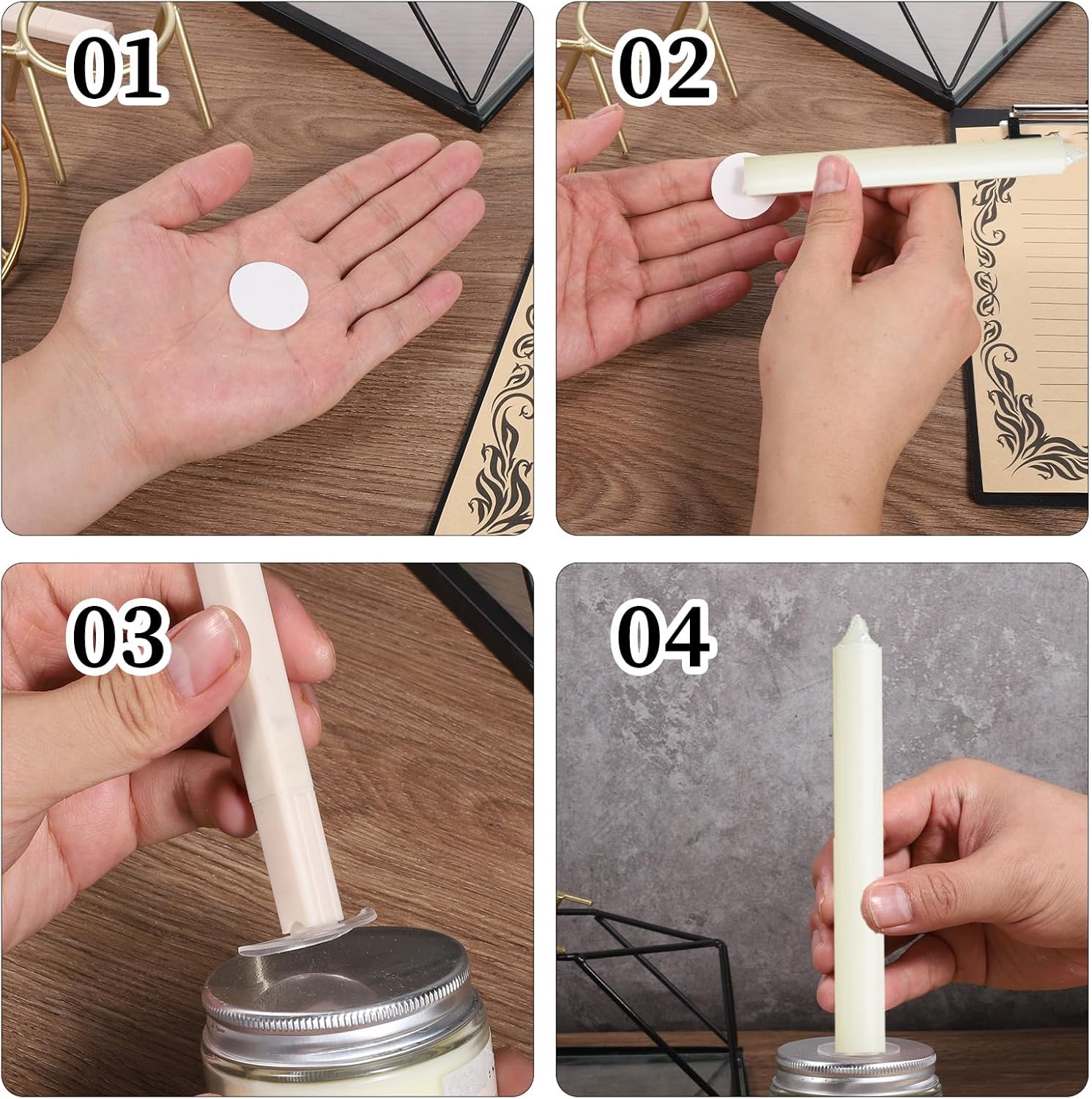 Candle Adhesive, 72Pcs Stay Put Candle Grips Taper White Taper Candles Holders Adhesive candl Grips Sticky Dots Tapers Candles Small Accessories for Holders Inserts - Image 5
