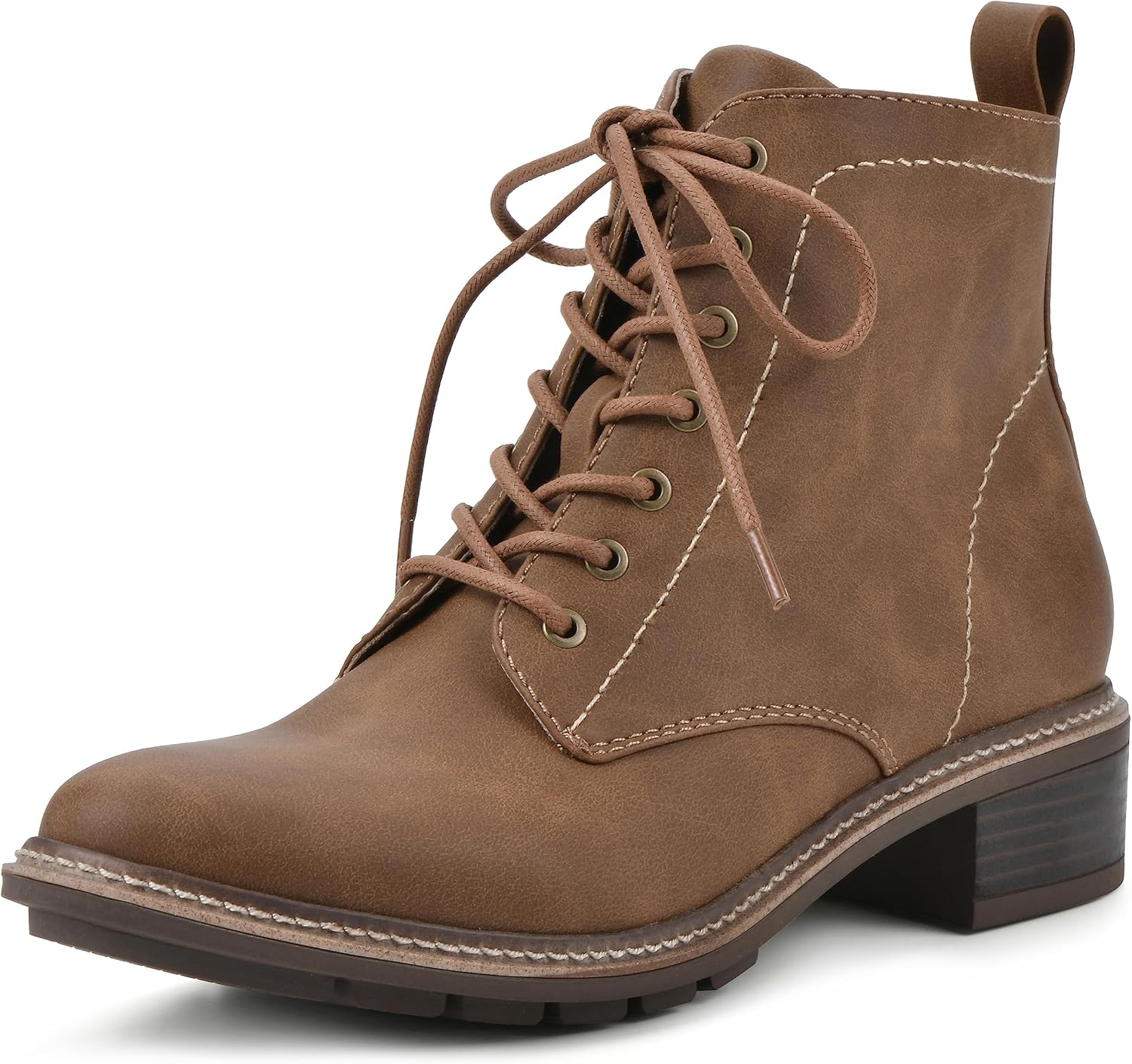 CLIFFS BY WHITE MOUNTAIN Women's Shoes Eligible Stacked Heel Lace-Up Ankle Bootie