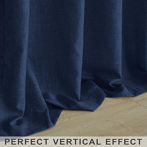 Miniatura 7 de Mrs.Naturall Cortinas azul marino de 90 pulgadas de largo para sala de estar, juego de 2 paneles con bolsillo para barra, cortinas reductoras de