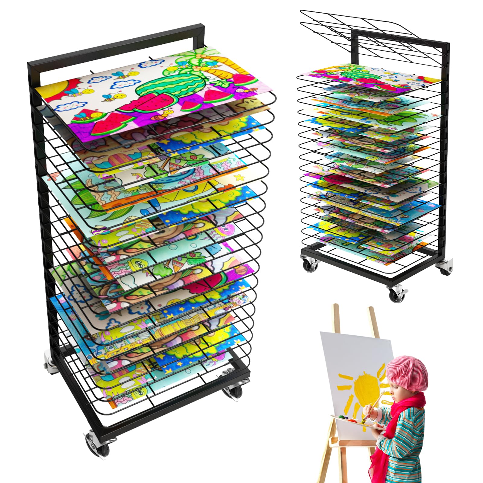 Homelio Art Drying Rack for Painting 18 Removable Shelves (A3)