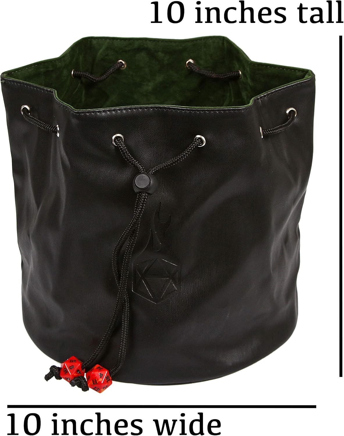 Forged Dice Co. Pouch of The Endless Hoard Dice Bag - Holds Over 1,000 Polyhedral Dice - Dice Storage Bag with 7 Pockets - Perfect for Bulk Dice - Black/Green image 3