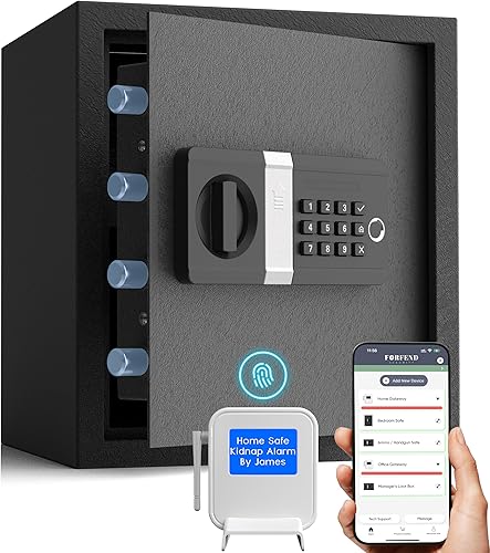 Miniatura 20 de FORFEND - Caja fuerte inteligente para el hogar, desbloqueo/alarma de la aplicación de caja fuerte WiFi, comando de voz, alarma de secuestro, Código