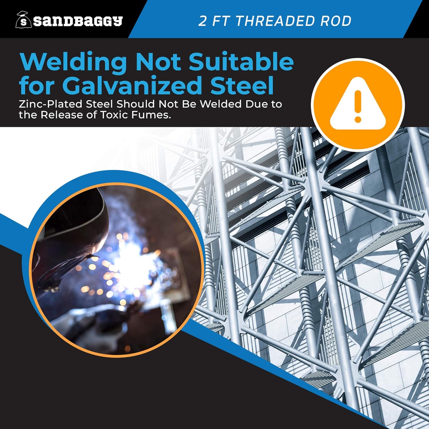 1/4" x 2 ft Threaded Rod - Galvanized (Zinc Plated) - 20 Threads Per Inch (TPI) - Sandbaggy (1/4" x 2 ft, 5, Count)