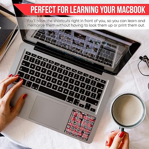 Vista 41 de Synerlogic (5 unidades) Pegatina de atajos de Mac OS, calcomanías de teclado para macOS, vinilo laminado sin residuos, hoja de trucos para MacBook