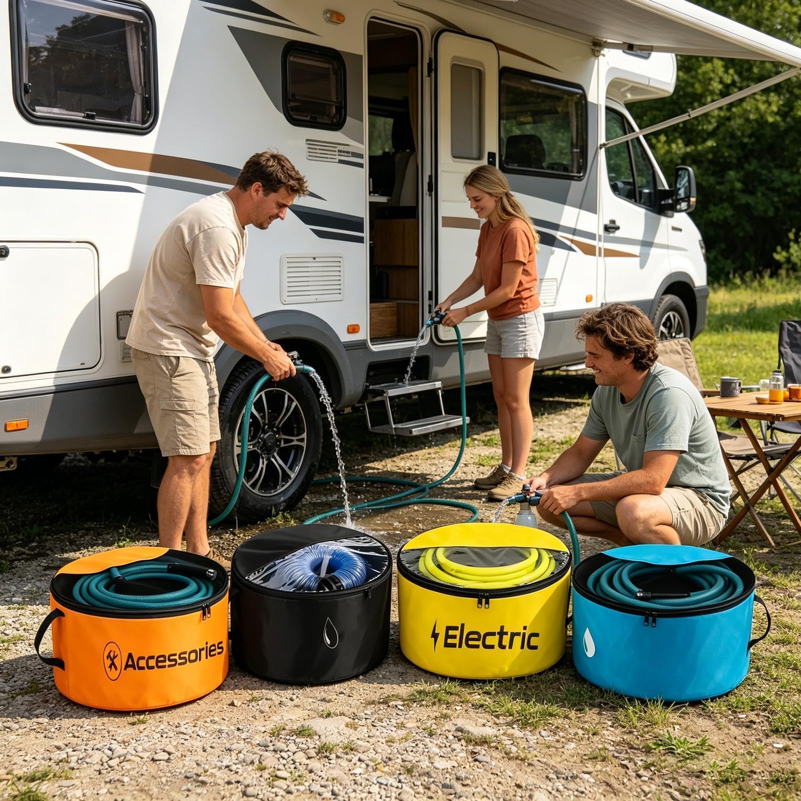Borsa portaoggetti per tubo camper, 4 coperture impermeabili traspiranti, borsa per tubo 'acqua con doppia cerniera e finestra trasparente, per cavo elettrico, campeggio, giardino,