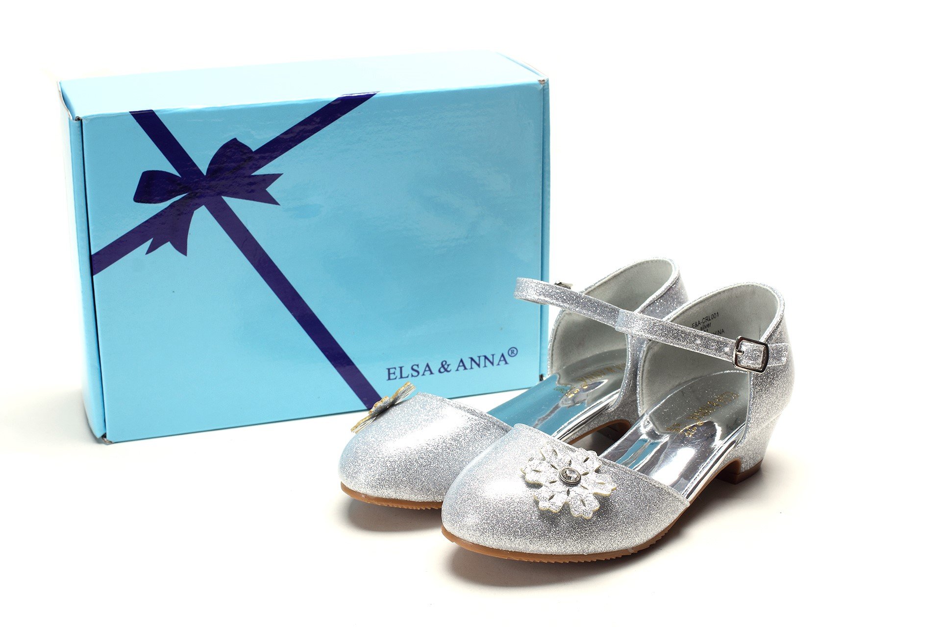 ELSA & ANNA Chaussures de Princesse pour Filles - Chaussures Reine des Neige à Talons de 3cm - Chaussures de Déguisement pour Fêtes et Anniversaires - SHOES2, Argent, 27 EU