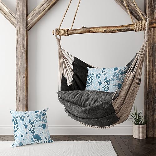 Miniatura 6 de Juego de 2 fundas de almohada de leopardo azul claro y azul marino con estampado de animales, funda de cojín de antílope de 16 x 16 pulgadas, fundas