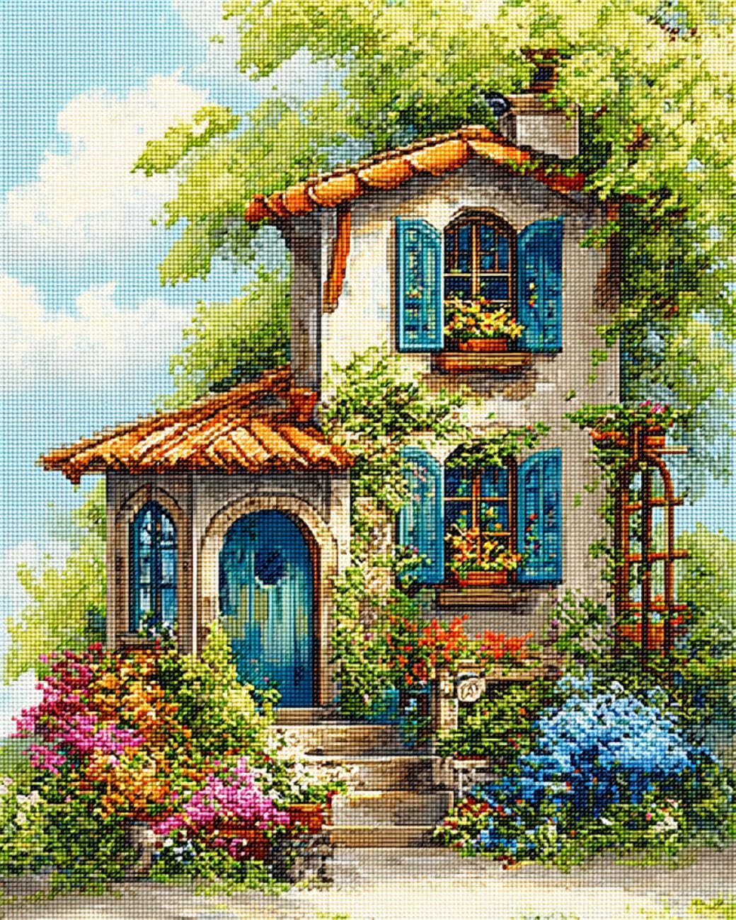Rqwybcaxn Bead Embroidery Kits Watercolor Villa 40x50cm