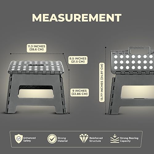 Miniatura 2 de Utopia Home Taburete plegable  (paquete de 1) taburete de pie de 11 pulgadas de ancho y 11 pulgadas de alto, soporta hasta 300 libras, taburete
