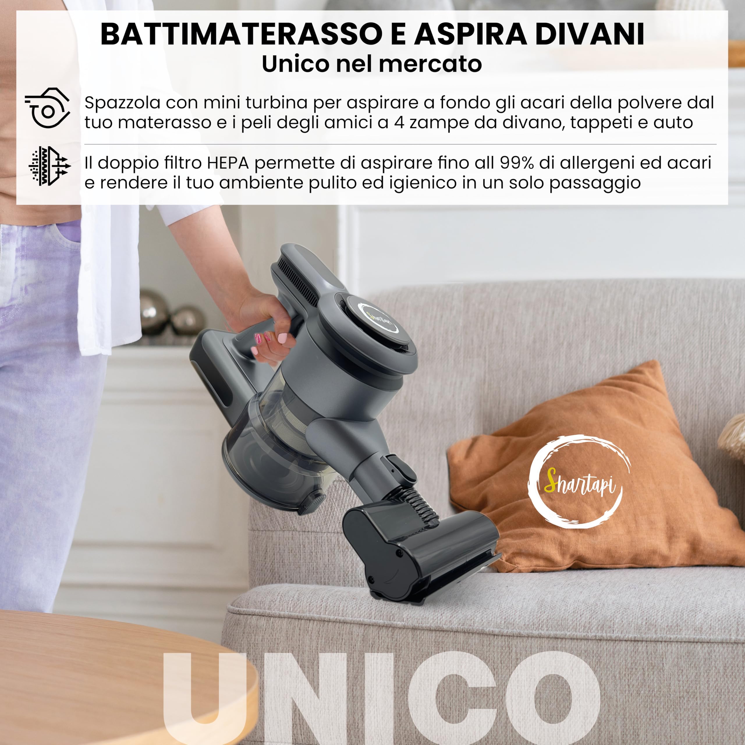 Aspirapolvere Senza Fili, Potente, Battimaterasso 60min Autonomia, Spazzola Antigroviglio,Tubo Pieghevole,Scopa Elettrica, Aspirabriciole Display Led Aspirazione Automatica 6 Velocita' 550W 45kpa