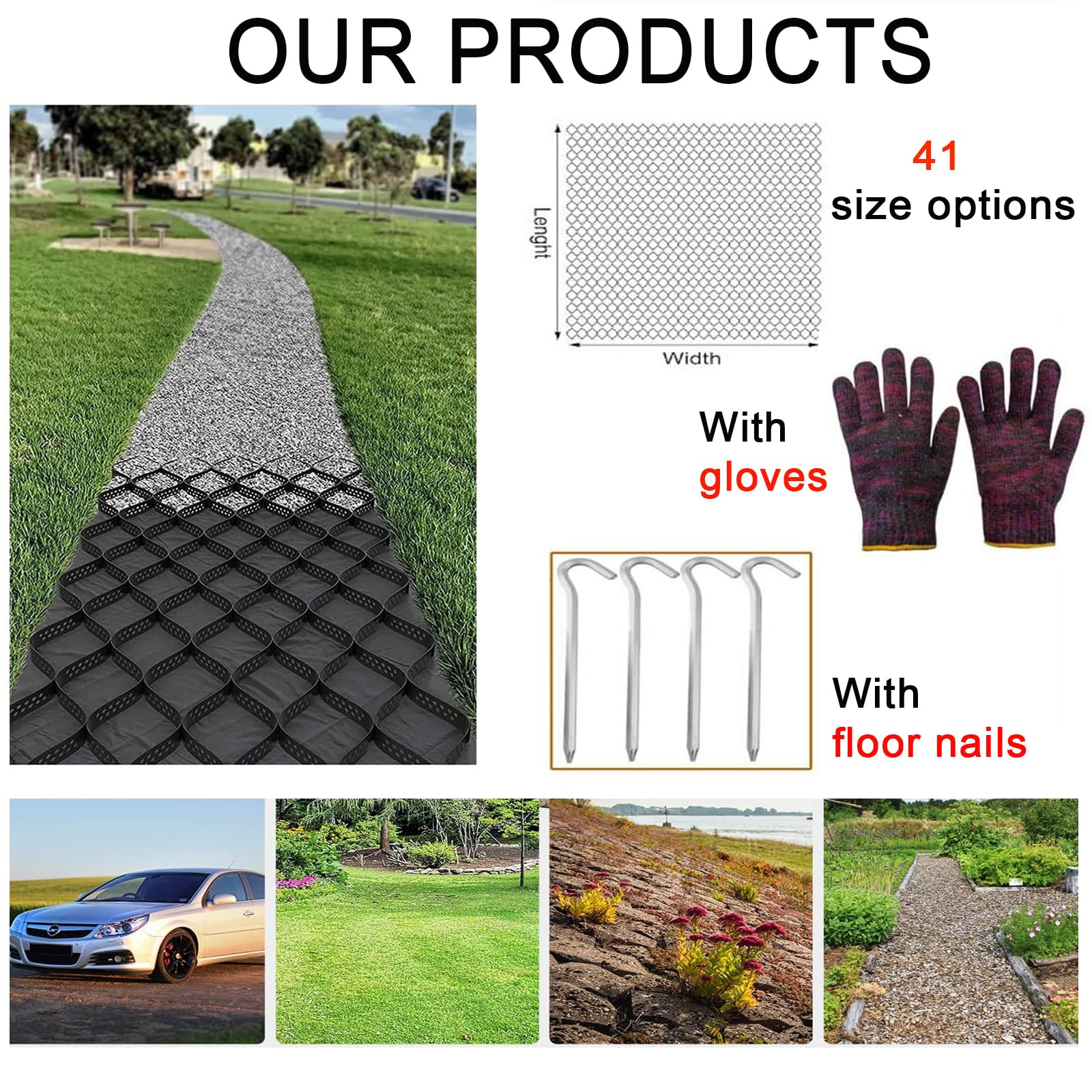 Griglie di Controllo Del Fango da 2 Pollici per Cortile/esterno/paddock per Cavalli/fienile,geocellule di Grado Commerciale,pavimentazioni in Geogriglia in Polietilene,3x6 m/10x20 ft-W X L