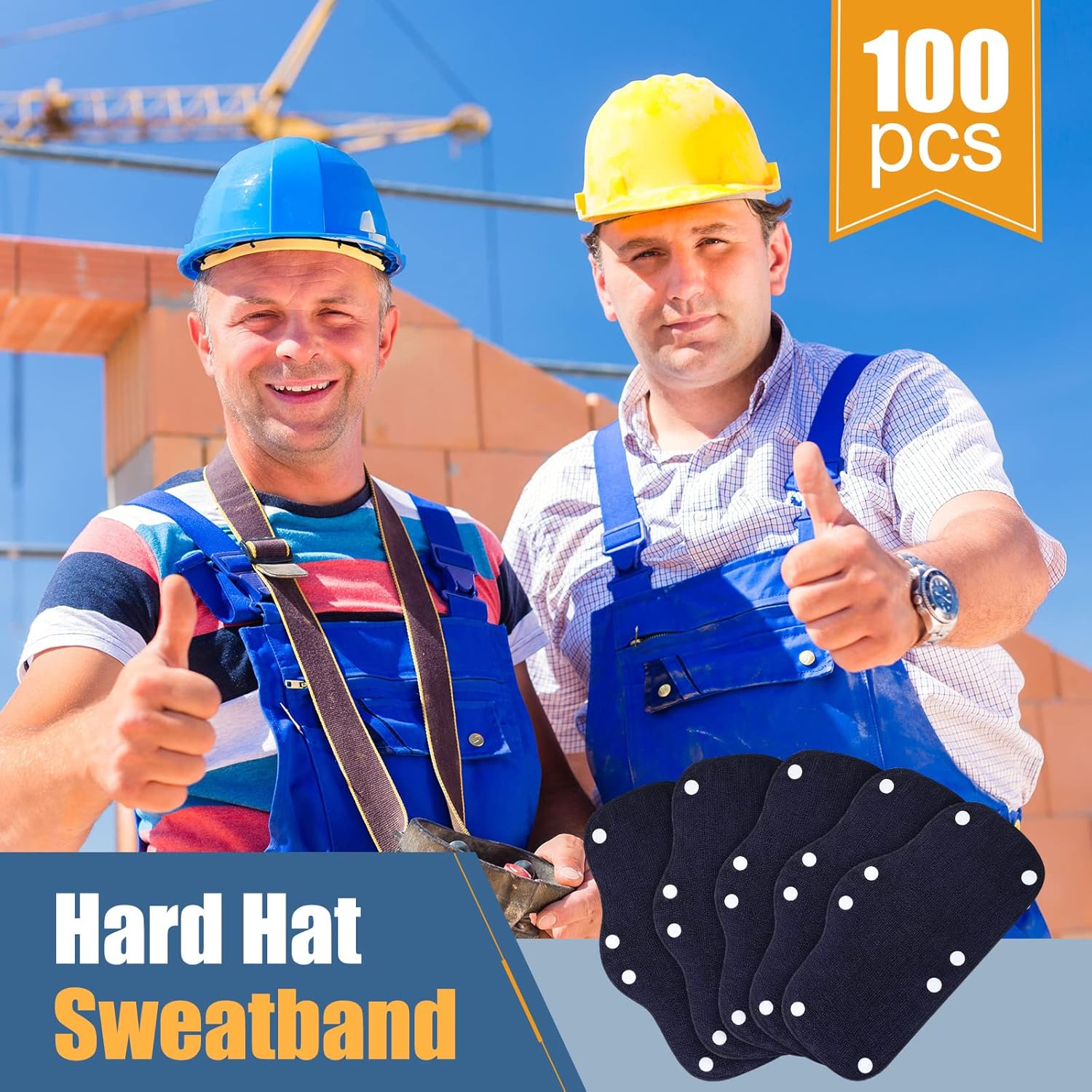 100 Pcs Hard Hat Sweatband Hard Hat Liner Hard Hat Accessories Hardhat Sweatband Cotton Hard Hat Liner, Reusable Hardhat Sweatbands, Blue