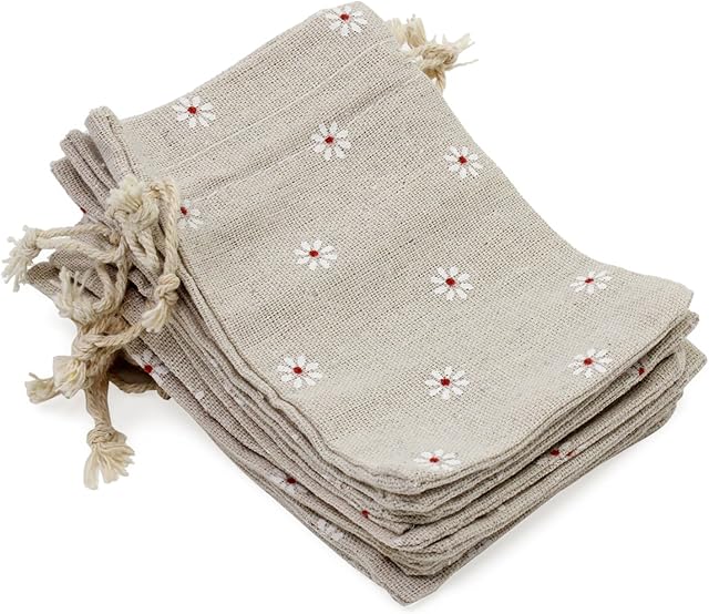 PsmGoods® Linen Bags Hessian Drawstring Bags Gift Bags Jewelry Favors Bags Burlap Lavender Sachet Drawstring Pouch Flax Cotton Jewelry Pouch Bag Wedding Decorations 10 * 14 cm Set of 20