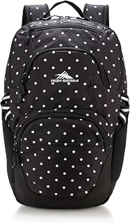 High Sierra Swoop Backpack, Travel, or Work Bookbag with tablet sleeve, One Size, POLKA DOTS/BLACK