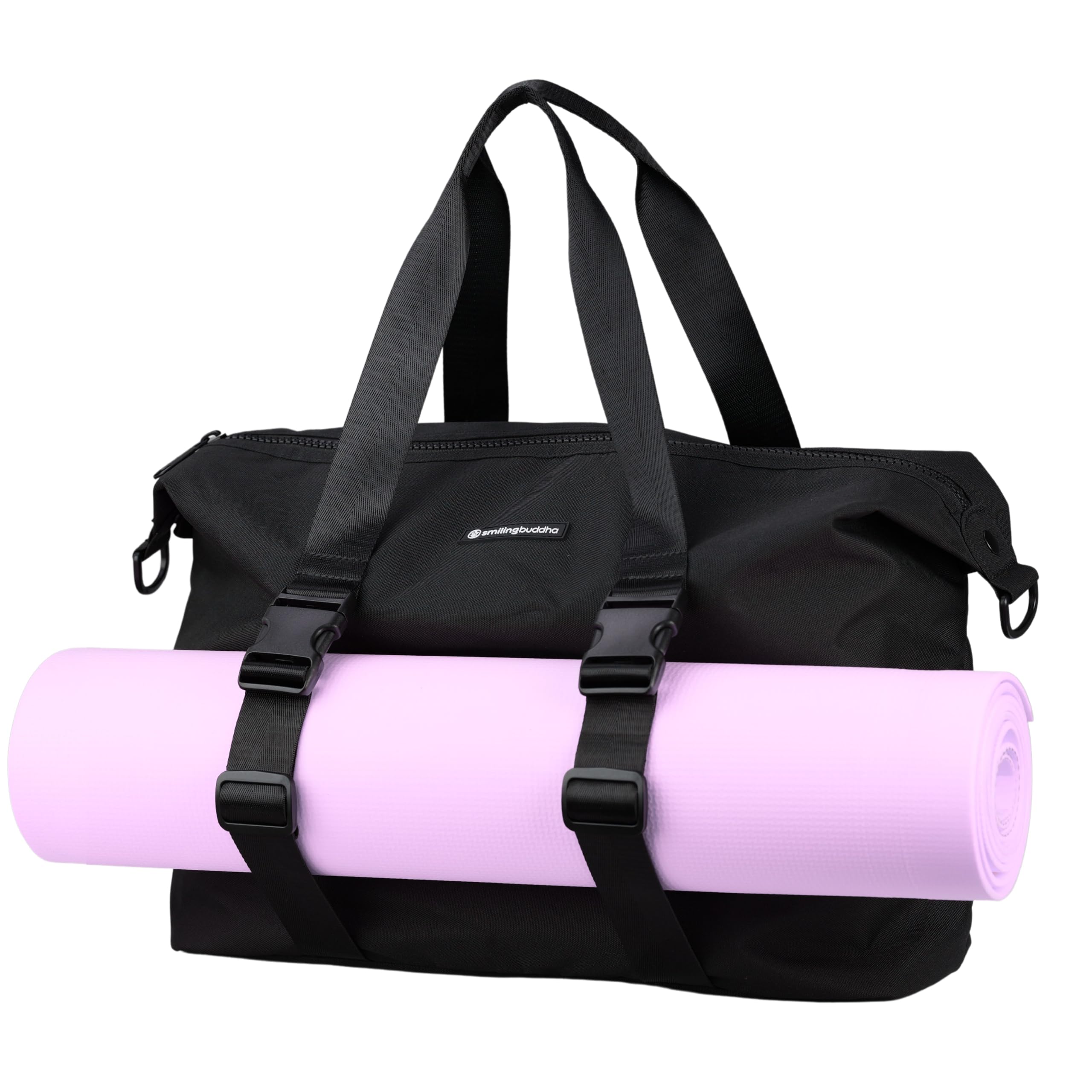 SMILING BUDDHA Yoga Mat Bag for Women - Large Caryall Shoulder Tote for Gym, Yoga, Pilates, Office, Travel, Weekender Bag