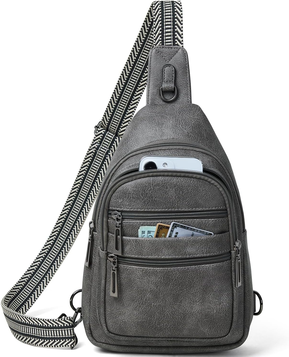Sling Bag for Women Crossbody Bags Sling Purse Cross Body Backpack Vegan Leather Over Shoulder Bag Travel Dark Grey