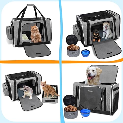 Miniatura 22 de Petskd Transportador extragrande para gatos con caja de arena de 24 x 17 x 17 pulgadas para gatos medianos y grandes o 2 gatos pequeños, Negro