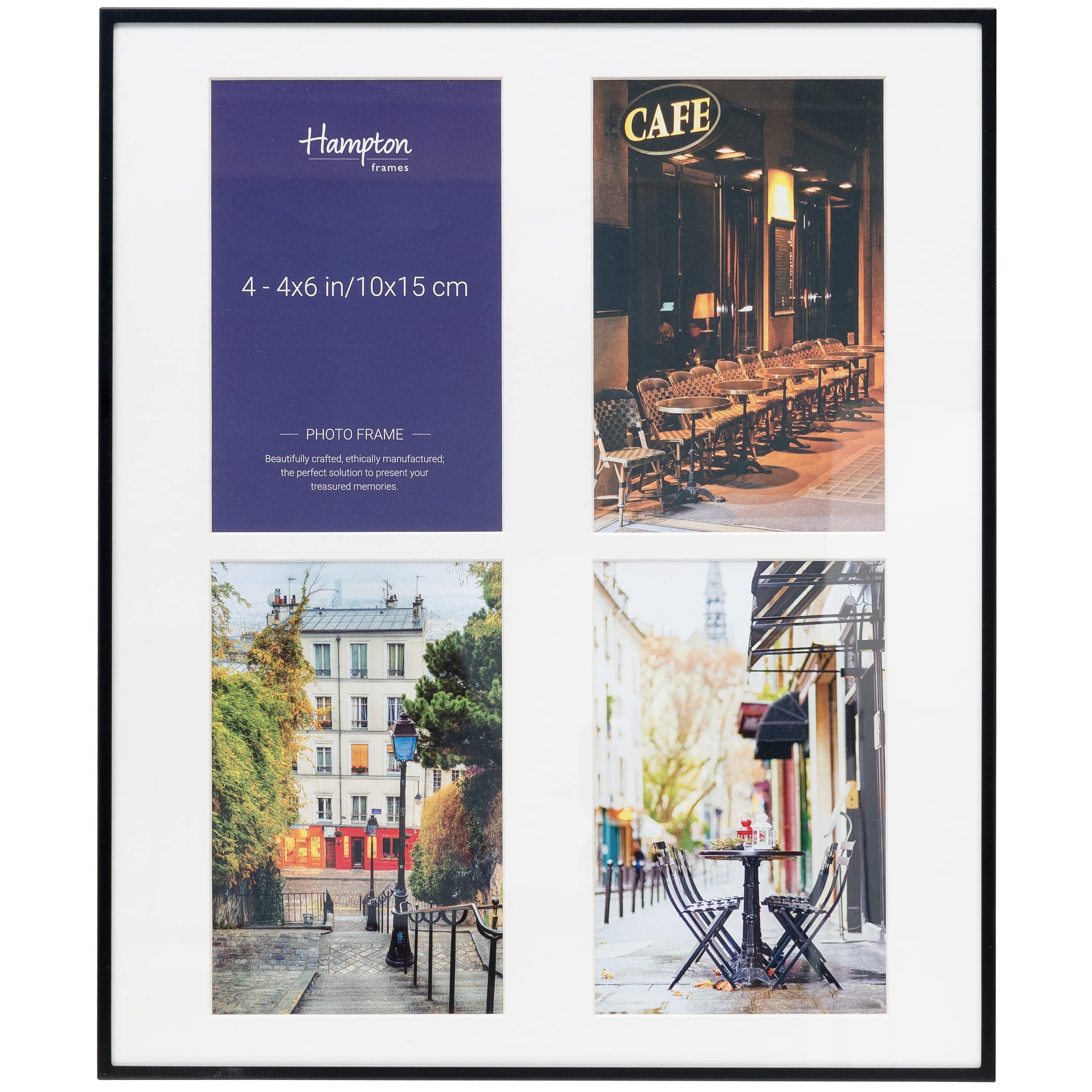 Hampton Frames MADRID 4 Aperture 4x6 (10x15cm) Black Picture Photo Frame Glass MAD4AP46B