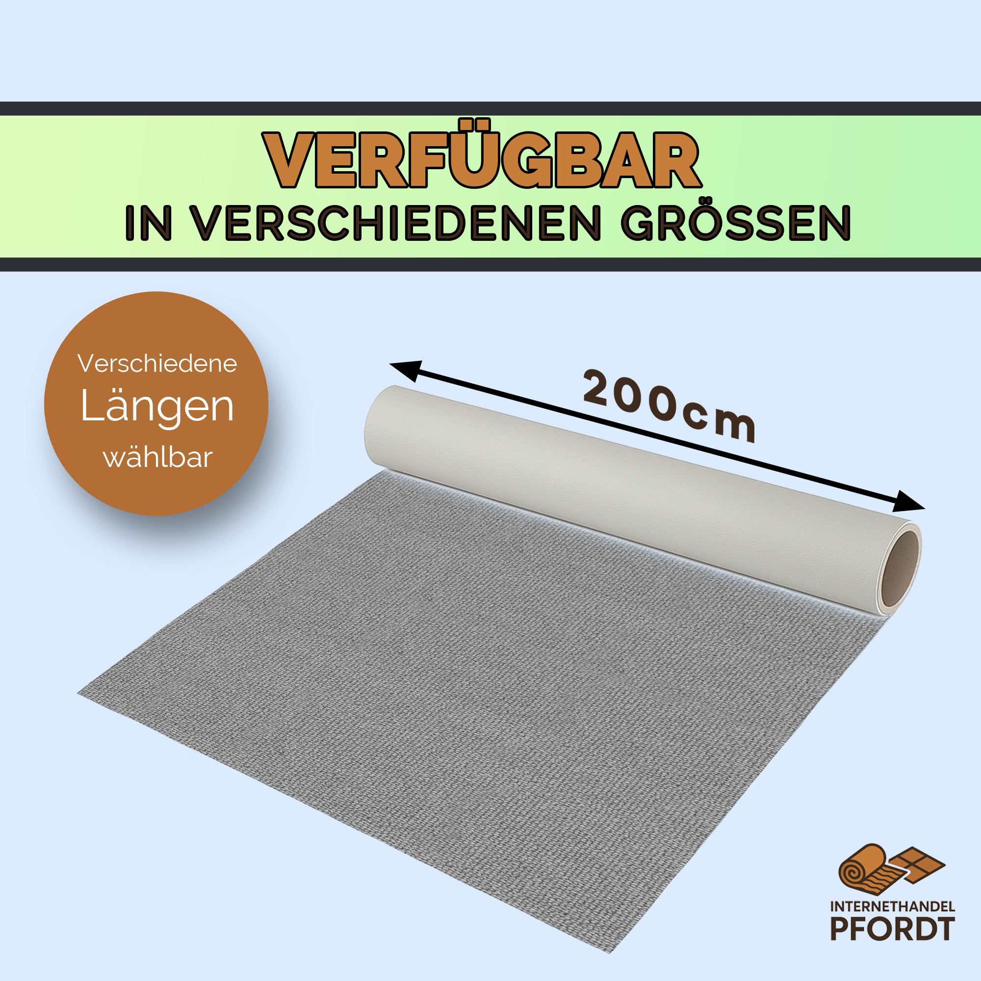 Teppichboden Feinschlinge Grau, 550x200 cm, Teppich Meterware für Wohnzimmer und Schlafzimmer, Fußbodenheizung geeignet