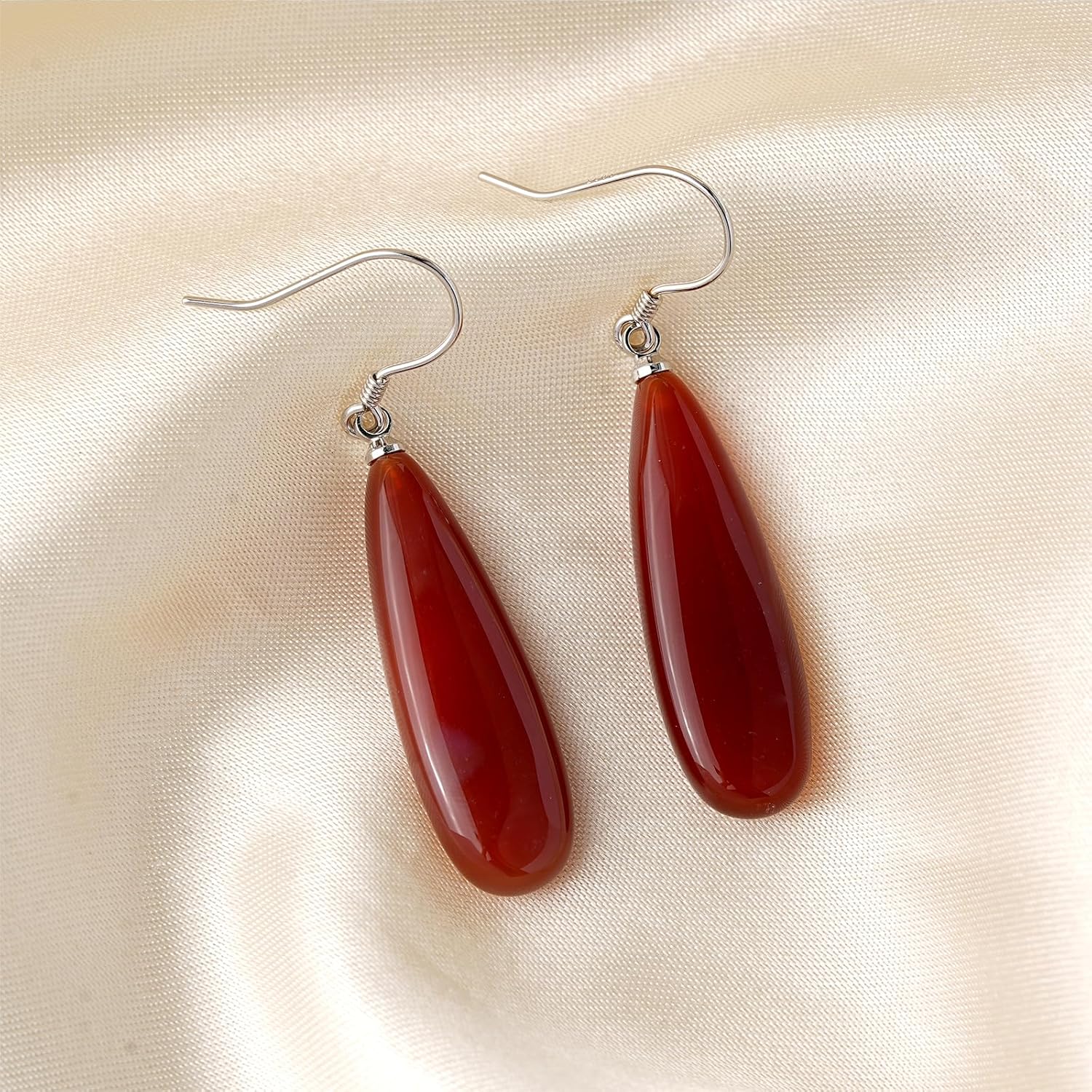925 Sterling Silver Natural Stone Teardrop Earrings for Women Natural Pearl Drop Earring Teardrop Gemstone Jewelry Gift for Her