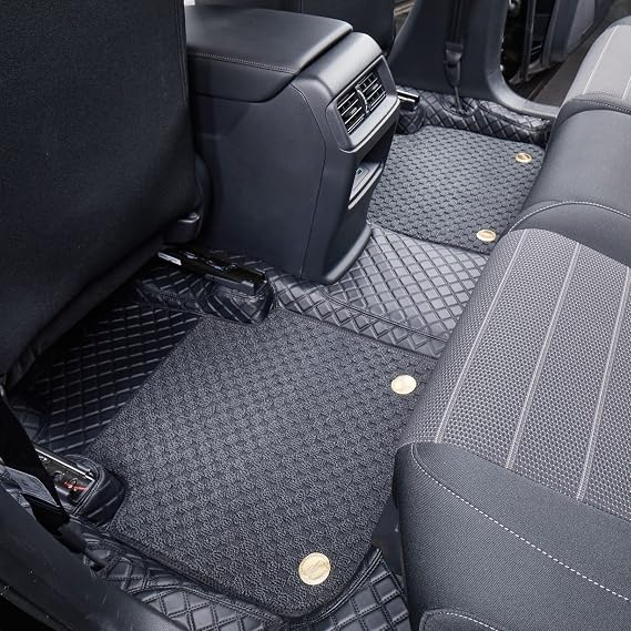 EKR Custom Fit Jetta Floor Mats for Select Volkswagen Jetta 2015 2016 2017 2018 GLI - Full Set,Leatherette Plus Blanket (Black)