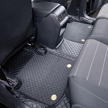 EKR Custom Fit Jetta Floor Mats for Select Volkswagen Jetta 2015 2016 2017 2018 GLI - Full Set,Leatherette Plus Blanket (Black)