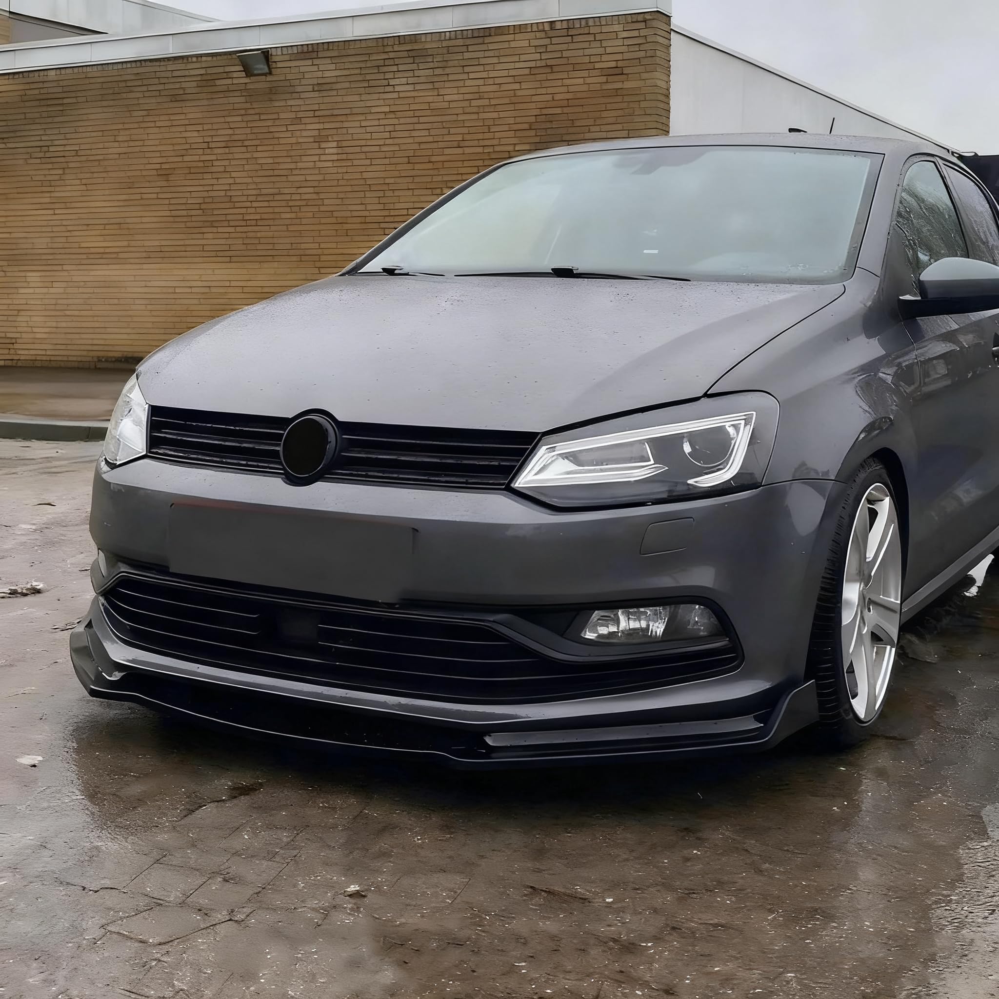 MUTUSAISI Séparateur Lèvre Avant pour Volkswagen VW Polo 5 MK V (Phase 2) 2014-2017 6C1 6R1,Voiture becquets Avant Pare-Chocs Corps pelles Garde Spoiler Accessoires(Noir Brillant)