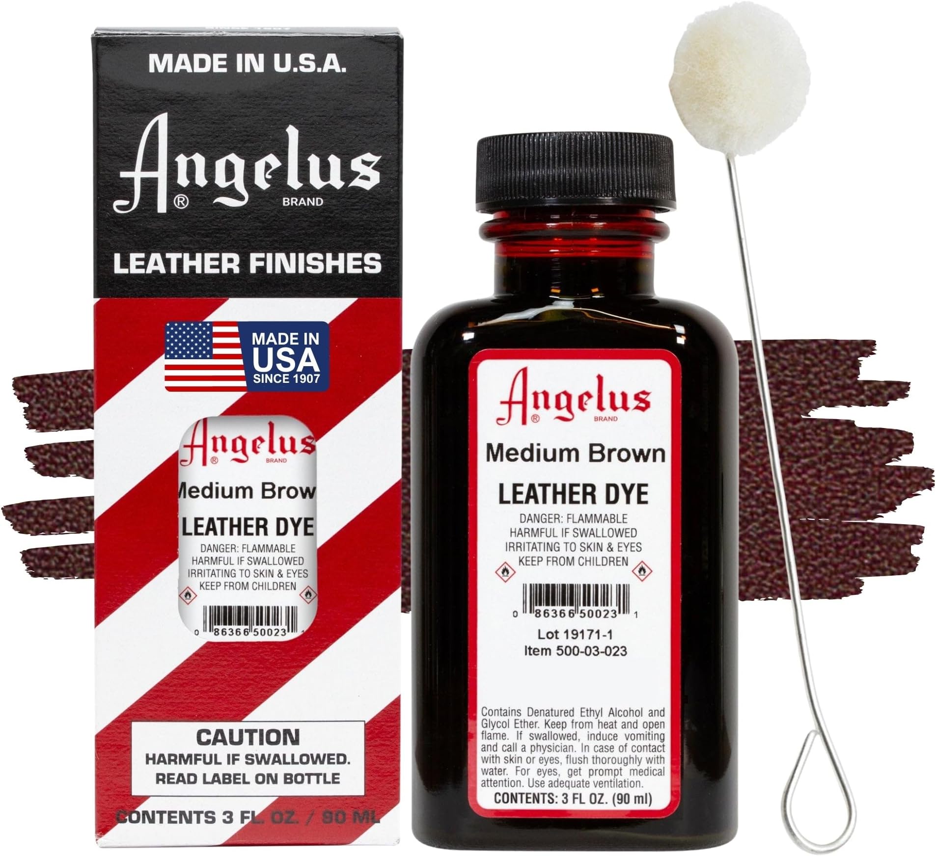 Leather Dye, Permanent Leather Dye for Shoes, Boots, Bags, Crafts, Furniture, & More - 3 fl oz, Medium Brown