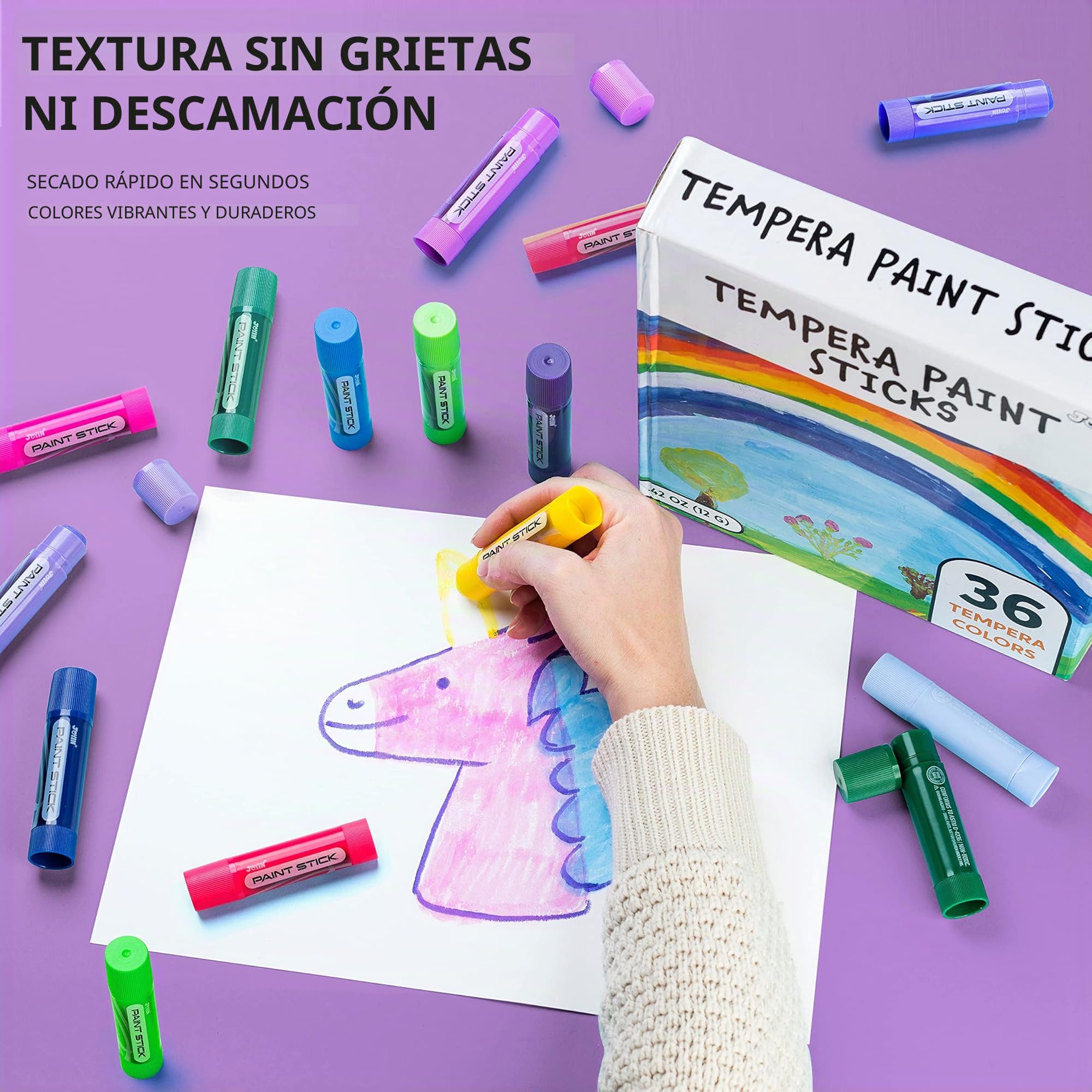 JOYIN 36 Temperas Lavables en Stick, Pintura para Niños 3 Años, Vistoso Tempera Paint Stick, Regalos Creativos de Pintura para Niños