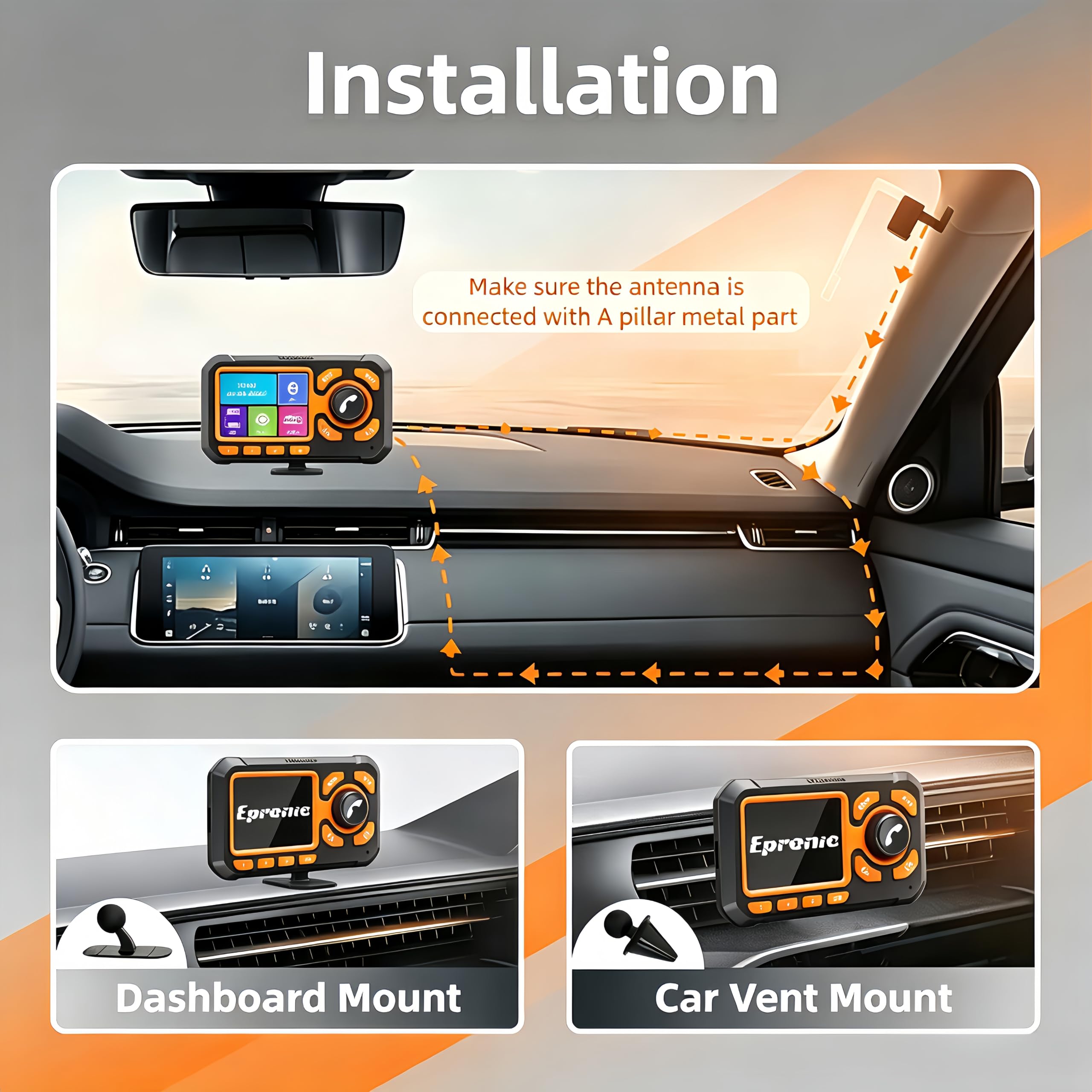 Plug&Play Adaptateur Radio Dab pour Voiture, Récepteur Dab+ avec écran LCD 2,4'', Mains Libres Bluetooth, émetteur FM, Sortie AUX et Emplacement pour Carte TF Adaptateur Dab pour Autoradio