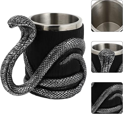 Miniatura 9 de IMIKEYA Taza de café de viaje con aislamiento, tazas de café retro, tazas de café aisladas, taza de cerveza de serpiente, taza de metal, tazas de