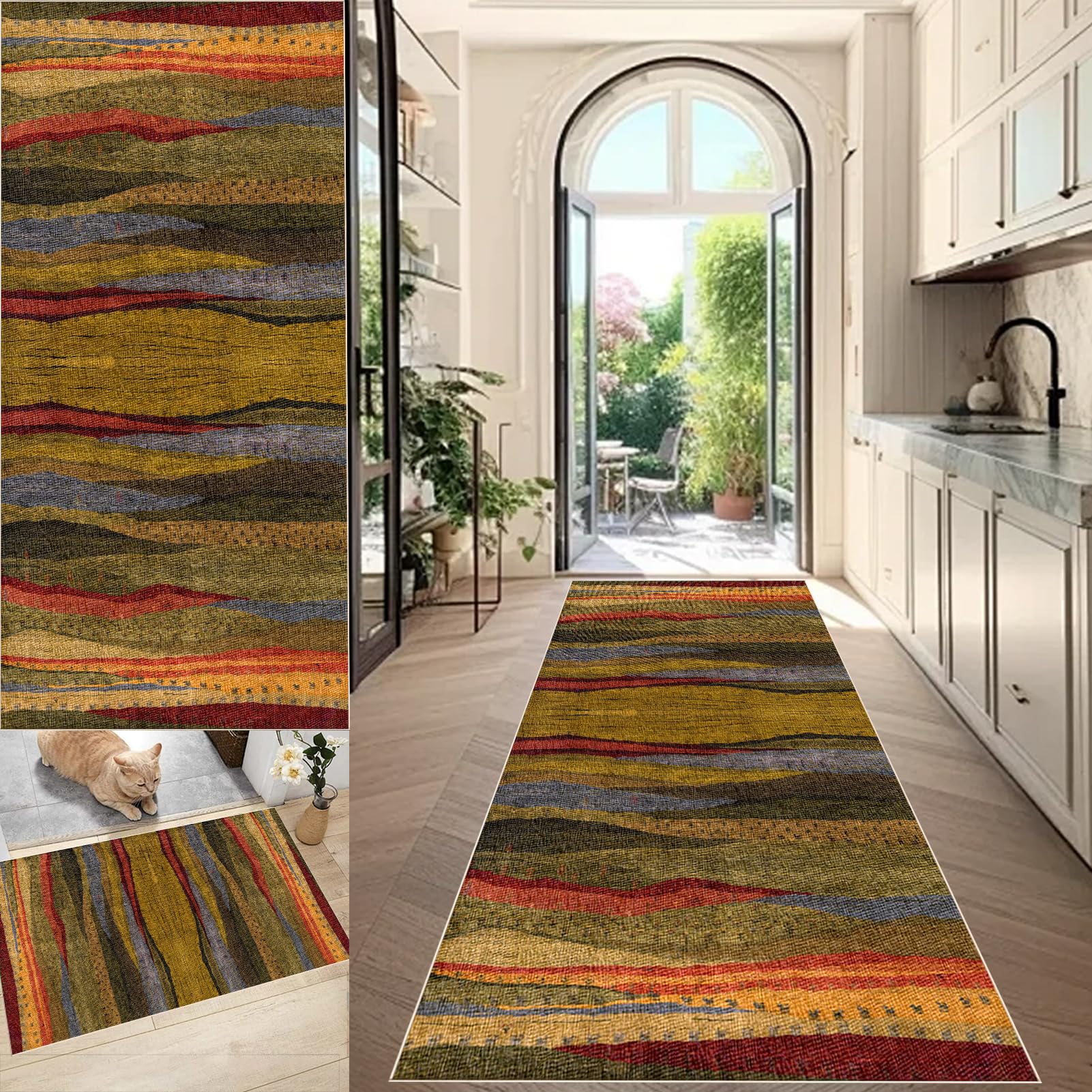 Runner Rug for Entryway 80 x 250 cm Runner Rugs for Hallways Non Slip Long Carpet Runners, Hall Runner Narrow Rugs Washable Kitchen Mat Absorbent Floor Door Mat for Bedroom Entrance Laundry Room
