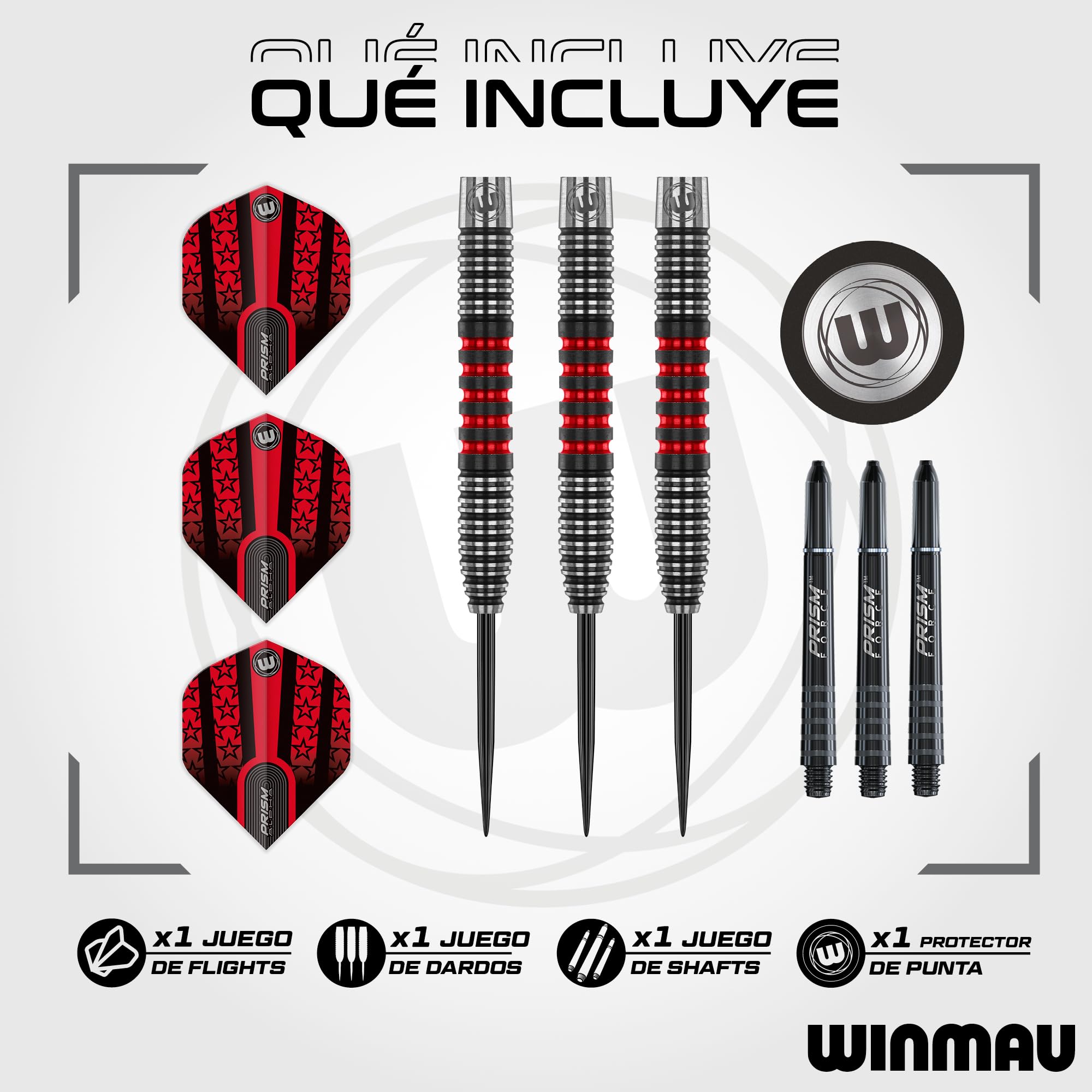 WINMAU Joe Cullen Special Edition - Juego de dardos de acero profesional de 22 g, 90% tungsteno, con vuelos y cañas