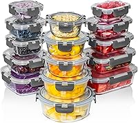 Vista 1 de Razab 30 PC Glass Food Storage Containers with Lids - Reusable Glass Meal Prep Containers for Lunch & Leftovers - Airtight & Leakproof Snap Locking
