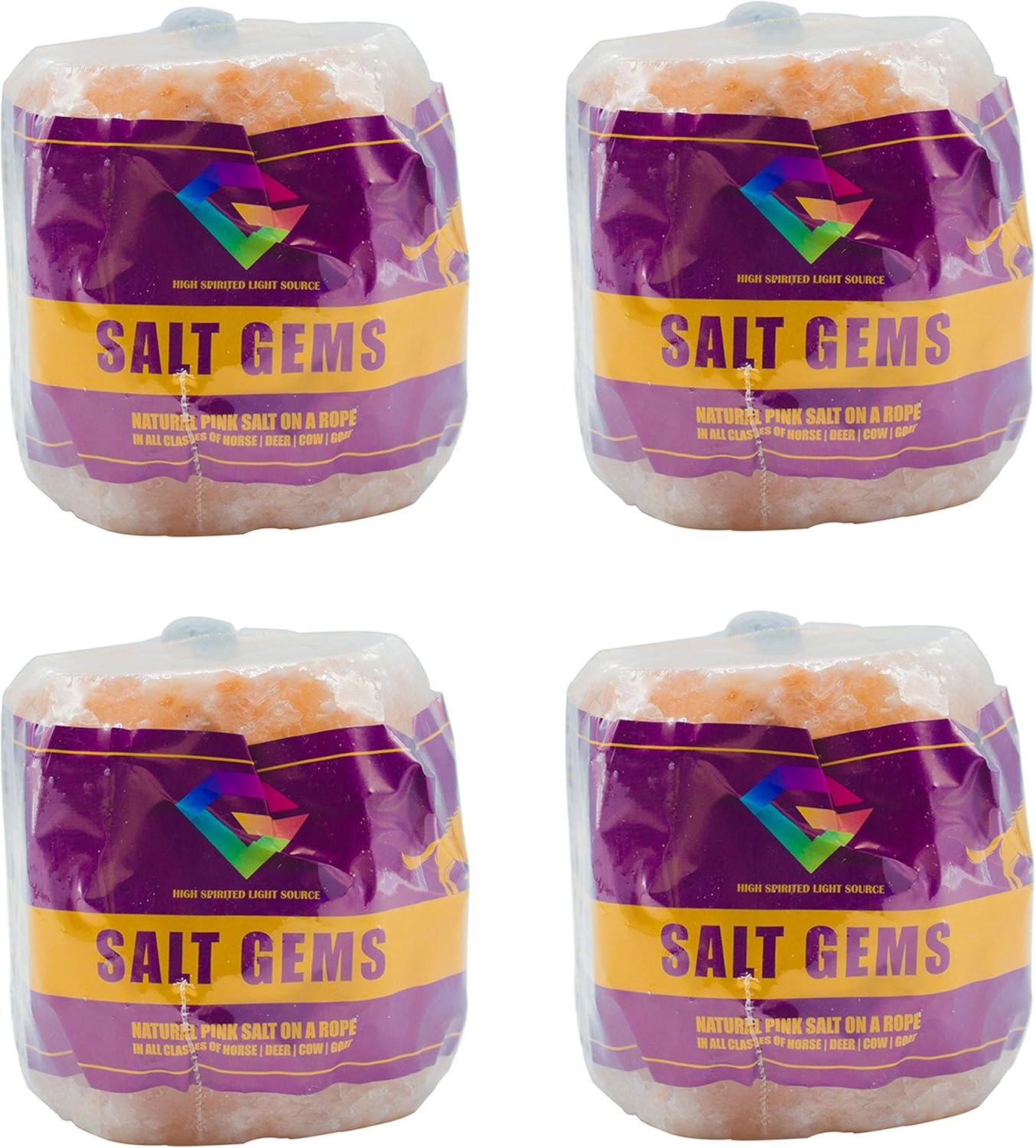 SALT GEMS 3 Pack Pure Natural Pink Himalayan Rock Salt Block Licks on a Rope for Animals, Horses, Deer, Goats, Cattle, Rabbits & Livestock - 6~8 lbs Each : Pet Supplies