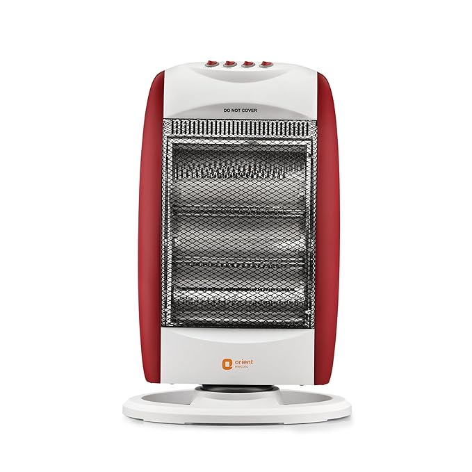Orient electric Durahot halogen heater|1200W power|3 heating rods|Cool touch body|90 degree oscillation for quick heating|1 year warranty
