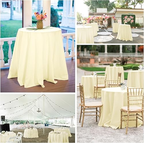 Miniatura 5 de Paquete de 8 manteles redondos color beige de 90 pulgadas de poliéster, tela lavable, resistente a las manchas y a las arrugas, manteles redondos